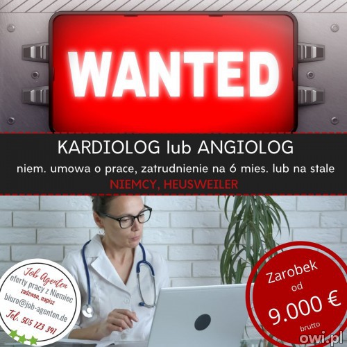 Lekarz kardiolog, angiolog jest oferta pracy zagranica