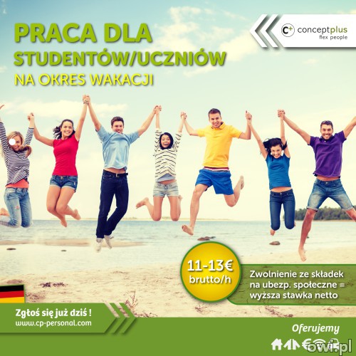 Praca dla studentów/uczniów na okres wakacji - mile widziane grupy, pary! 13€!