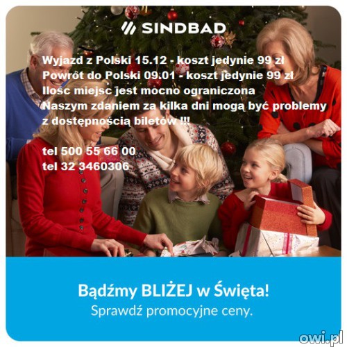 Promocyjne Bilety do Niemiec firmy Sindbad - od 99 zł - wyjazd 15.12