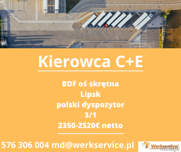 Kierowca C+E Lipsk BDF oś skrętna 3/1 2350-2520€ netto