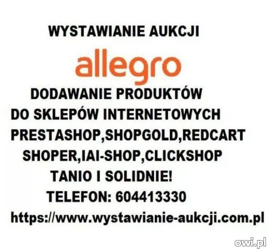 Wystawianie aukcji Allegro OLX Baselinker dodawanie produktów sklepy