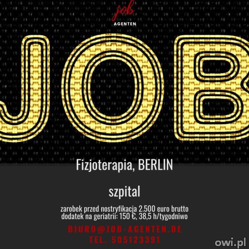 Fizjoterapeuta oferta pracy w szpitalu w Berlinie
